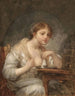 A young woman with a birdcage - Jean-Baptiste Greuze — artwork view