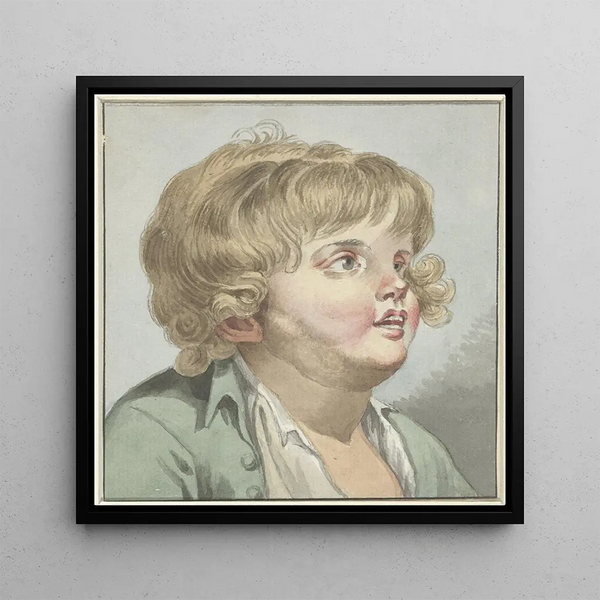 Head of a Boy - Jean-Baptiste Greuze — framed artwork on a wall