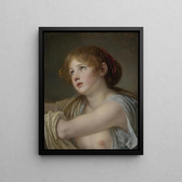 Bust of a young woman - Jean-Baptiste Greuze — framed artwork on a wall