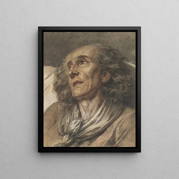 Bust of an Old Man - Jean-Baptiste Greuze — framed artwork on a wall