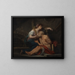 Cimon et Pero, la charité romaine - Jean-Baptiste Greuze — framed artwork on a wall