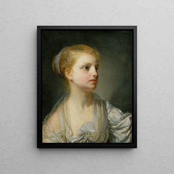 Girl in White Dress - Jean-Baptiste Greuze — framed artwork on a wall