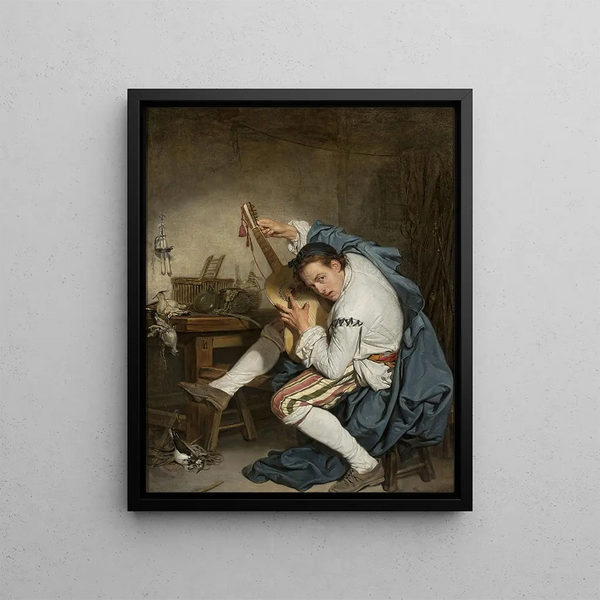 Guitarist - Jean-Baptiste Greuze — framed artwork on a wall