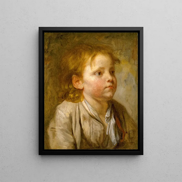 Head of a Young Boy - Jean-Baptiste Greuze — framed artwork on a wall