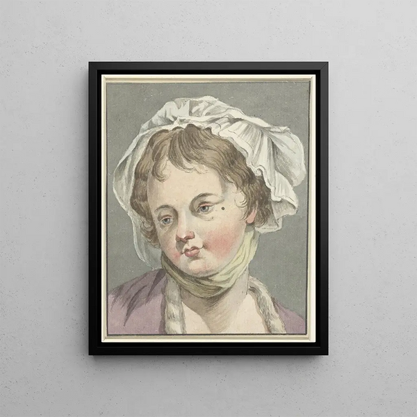 Head of Girl - Jean-Baptiste Greuze — framed artwork on a wall