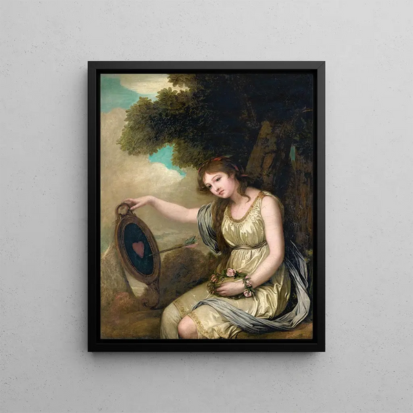 Young Girl Sitting - Jean-Baptiste Greuze — framed artwork on a wall