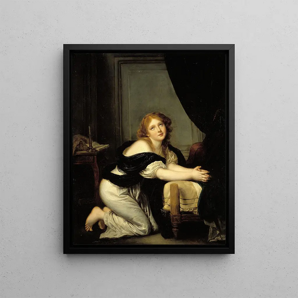 La Prière du matin - Jean-Baptiste Greuze — framed artwork on a wall