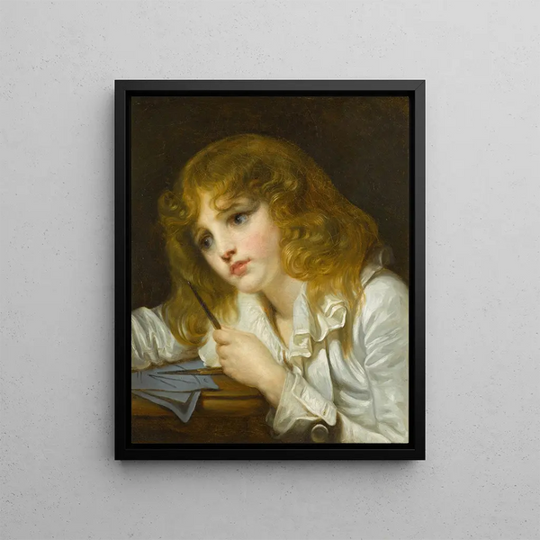 The Little Mathematician - Jean-Baptiste Greuze — framed artwork on a wall