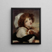 Portrait of a Little Girl with a Small Dog - Jean-Baptiste Greuze — framed artwork on a wall