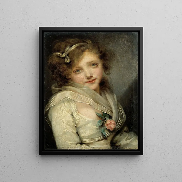 Portrait of a young girl - Jean-Baptiste Greuze — framed artwork on a wall