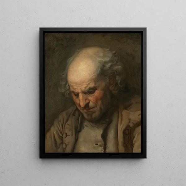 Study of an Old Man Head and Shoulders - Jean-Baptiste Greuze — framed artwork on a wall