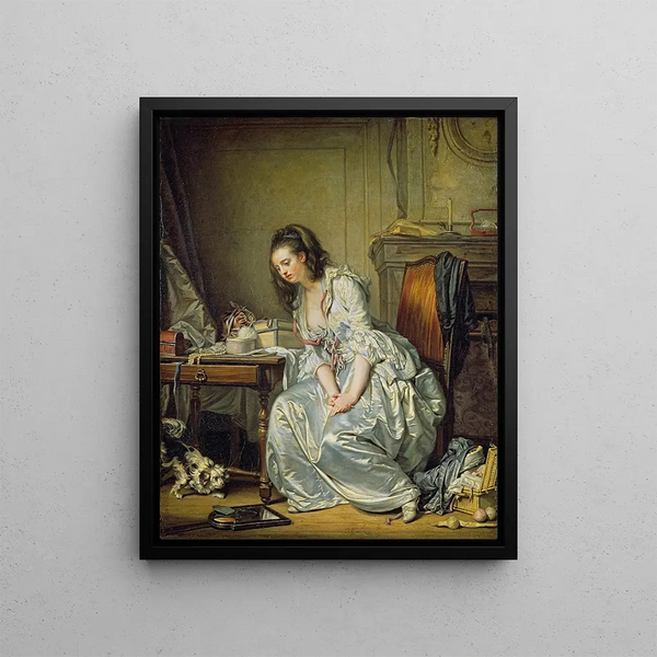 The Broken Mirror - Jean-Baptiste Greuze — framed artwork on a wall