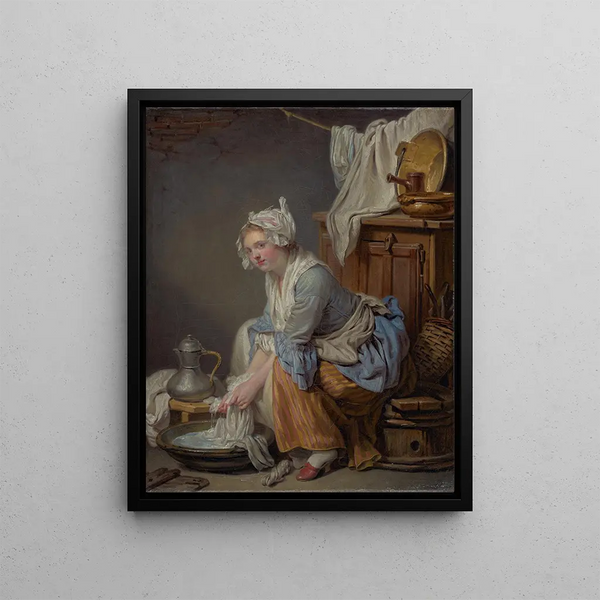 La blanchisseuse - Jean-Baptiste Greuze — framed artwork on a wall