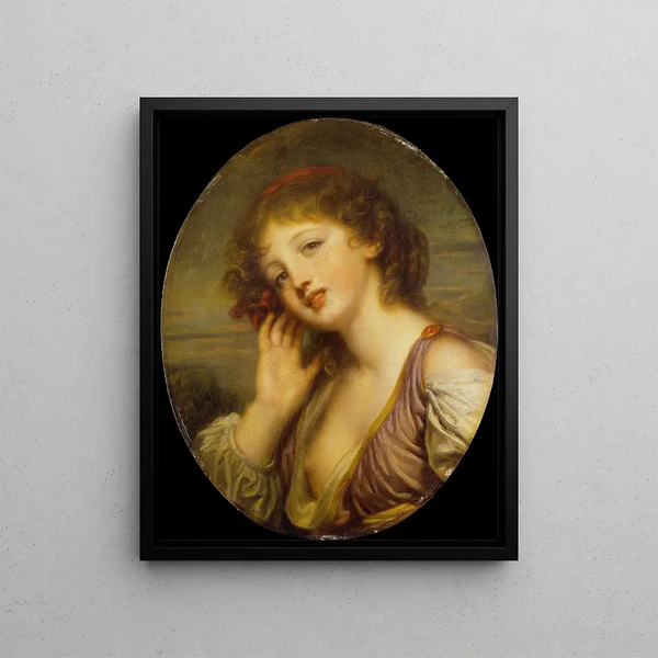 The Listening Woman - Jean-Baptiste Greuze — framed artwork on a wall