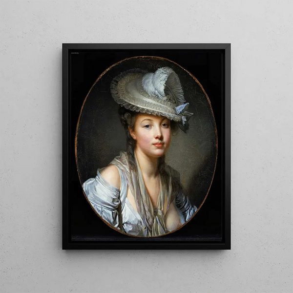 The White Hat - Jean-Baptiste Greuze — framed artwork on a wall