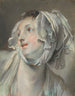 The Head of a Young Woman Wearing a Bonnet and Looking to the Left - Jean-Baptiste Greuze — artwork view