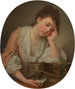 A young girl mourning the death of her bird - Jean-Baptiste Greuze — artwork view