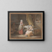 Interior domestic painting with a young woman and a nurse feeding a child - Jean-Baptiste Mallet — framed artwork on a wall