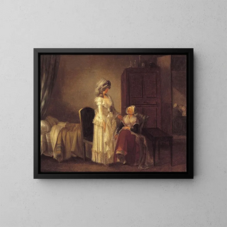 La Visite de la convalescente - Jean-Baptiste Mallet — framed artwork on a wall