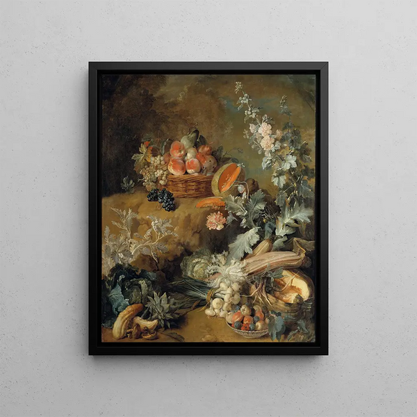 Fruit and Vegetable Still Life - Jean-Baptiste Oudry — framed artwork on a wall