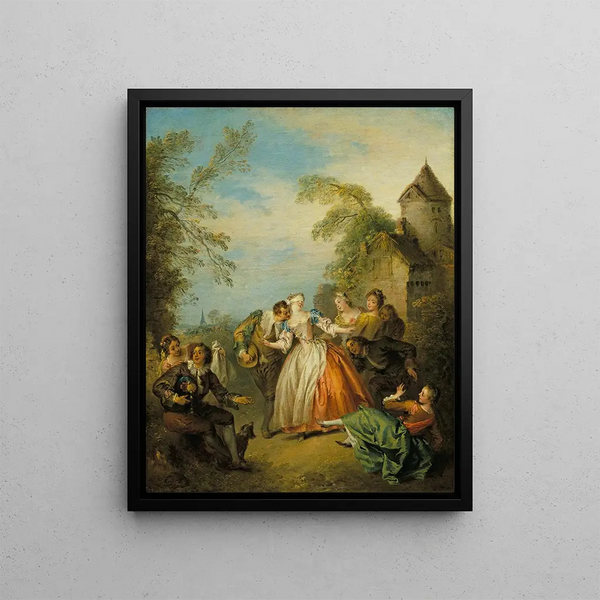 Le Colin-maillard, Blind Man's Buff - Jean-Baptiste Pater — framed artwork on a wall