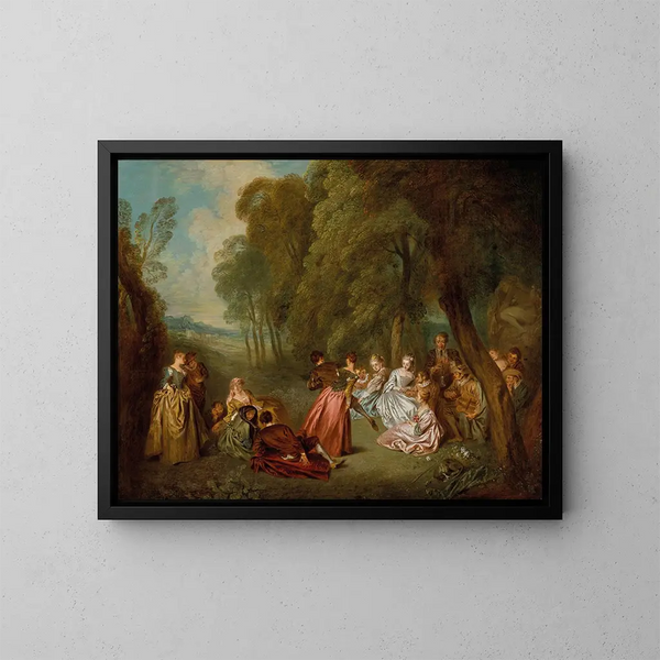 Les divertissements champêtres - Jean-Baptiste Pater — framed artwork on a wall
