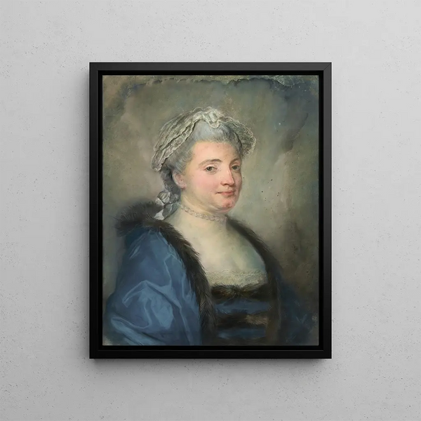 Portrait of a Lady - Jean-Baptiste Perronneau — framed artwork on a wall