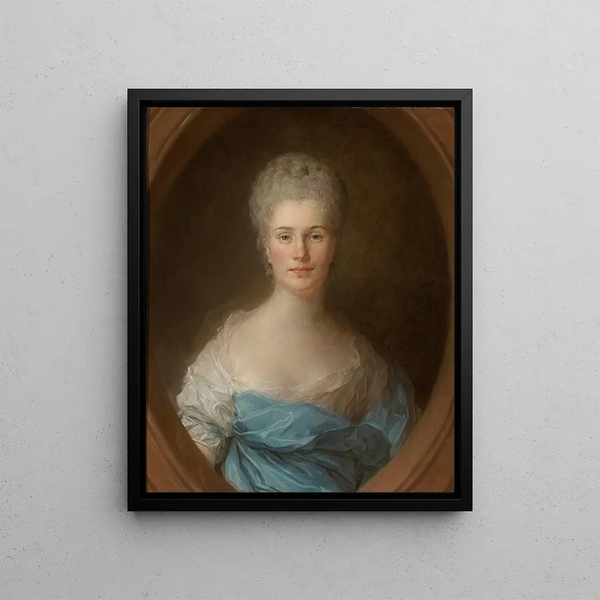 Portrait of a Woman - Jean-Baptiste Perronneau — framed artwork on a wall