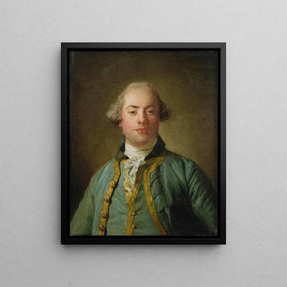JeanBaptiste Perronneau - Portrait Of a Gentleman Bust Length In a Blue GoldLined Waistcoat And White Chemise.webp