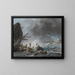 a shipwreck on a rocky coast during a storm - Jean-Baptiste Pillement — framed artwork on a wall