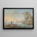 Bay with large rocks on the right and fishermen - Jean-Baptiste Pillement — framed artwork on a wall