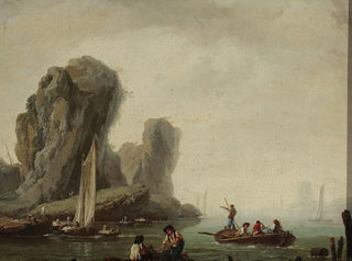 View of the Sea with Fishing Boats - Jean-Baptiste Pillement — artwork view