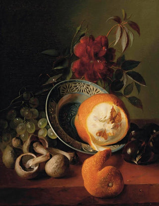 JeanBaptiste Robie - A rose grapes mushrooms an orange and chestnuts.webp