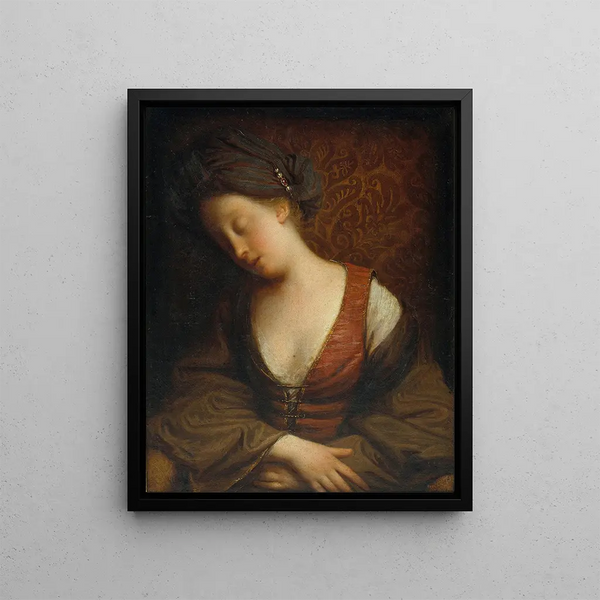 Young sleeping woman - Jean-Baptiste Santerre — framed artwork on a wall
