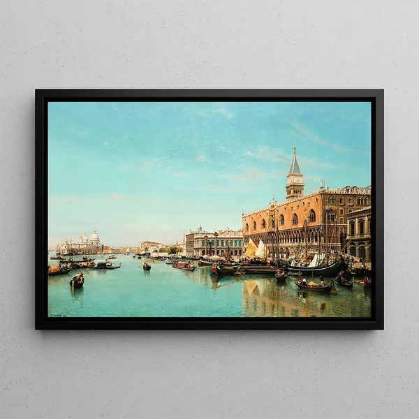 The Palace of the Doges and St. Mark's Square, Venice - Jean-Baptiste van Moer — framed artwork on a wall
