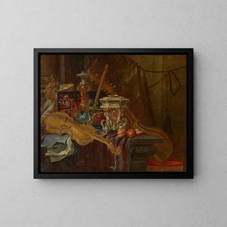 Still life with musical instruments - Jean-Baptiste van Moerkerke — framed artwork on a wall