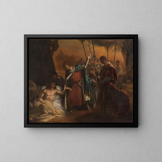 Saint Louis malade visitant les pestilents - Jean-Bruno Gassies — framed artwork on a wall