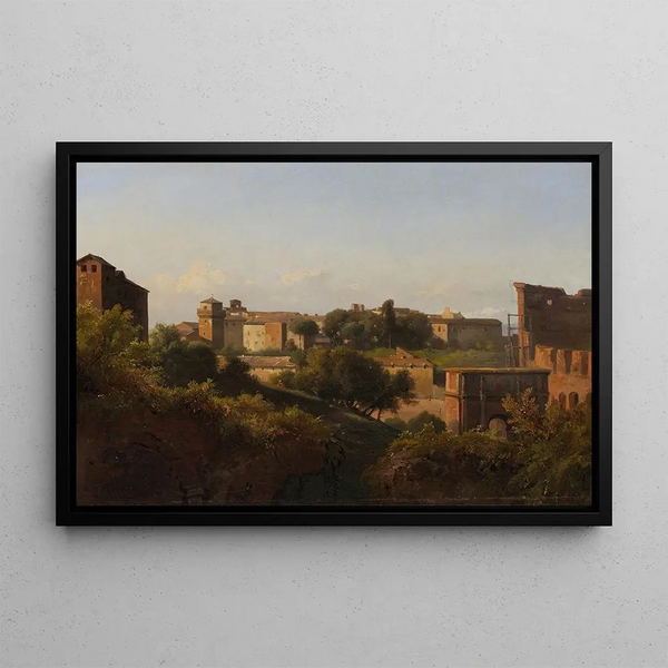 Vue du Colisée et de l'Arc de Constantin depuis le Palatin - Jean-Charles Joseph Rémond — framed artwork on a wall