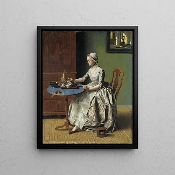 Dutch girl having breakfast - Jean-Étienne Liotard — framed artwork on a wall