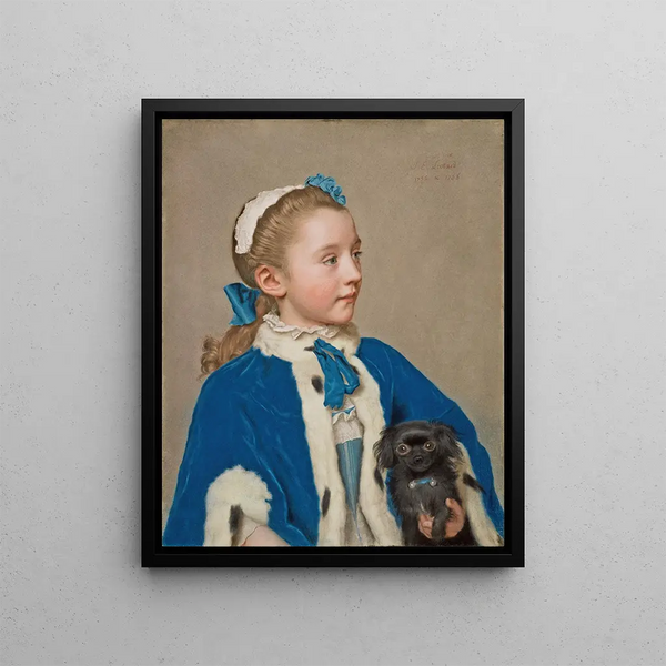 Portrait of Maria Frederike van Reede Athlone at the age of seven - Jean-Étienne Liotard — framed artwork on a wall