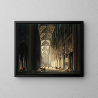 Interior view painting of Notre-Dame - Jean-François Depelchin — framed artwork on a wall