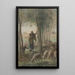 a shepherdess and her flock in the shade of trees - Jean-François Millet — framed artwork on a wall