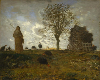Autumn Landscape with a Flock of Turkeys - Jean-François Millet — artwork view