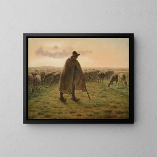 Berger gardant son troupeau - Jean-François Millet — framed artwork on a wall