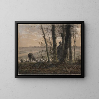 Falling Leaves Painting - Jean-François Millet — framed artwork on a wall