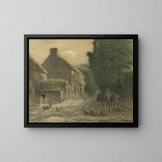 Farm at Gruchy - Jean-François Millet — framed artwork on a wall