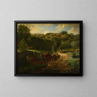 Hameau Cousin Gréville - Jean-François Millet — framed artwork on a wall
