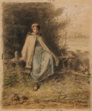JeanFranois Millet - Jeune bergre assise sur une barrire.webp