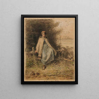 JeanFranois Millet - Jeune bergre assise sur une barrire.webp