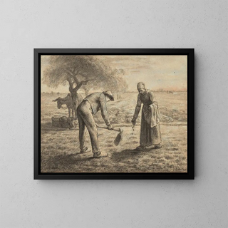 Les planteurs de pommes de terre - Jean-François Millet — framed artwork on a wall